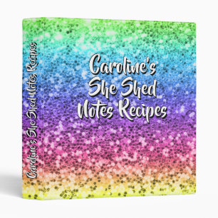 Add Name Change Any Text She Shed Sparkle Rainbow  Binder