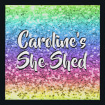 Add Name Change Any Text She Shed Sparkle Rainbow  Faux Canvas Print<br><div class="desc">Add the Name & Text you want to this great She Shed Design - See my store for more great She Shed Gifts.</div>