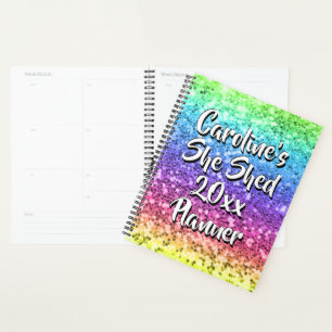 Add Name Change Any Text She Shed Sparkle Rainbow  Planner