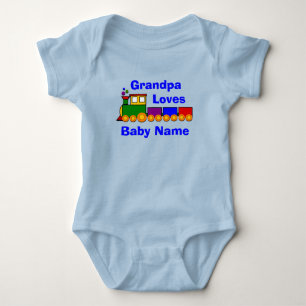 Add Name Change Grandpa Word, Loves Baby Toy Train Bodysuit