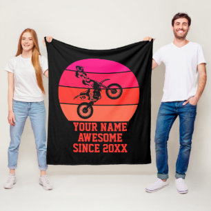 Add Name Change Text Awesome Since 20xx Dirt Bike  Fleece Blanket