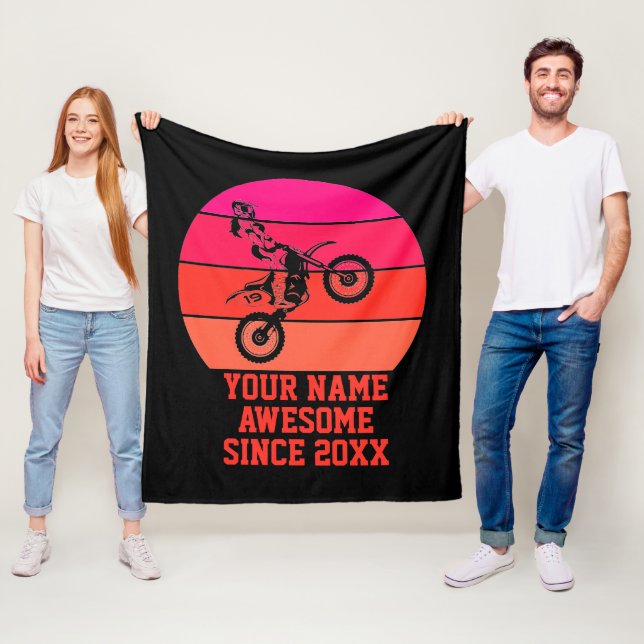 Add Name Change Text Awesome Since 20xx Dirt Bike  Fleece Blanket (In Situ)