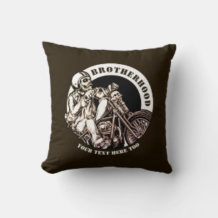 Add Name Change Text Motorcycle Brotherhood Throw Pillow