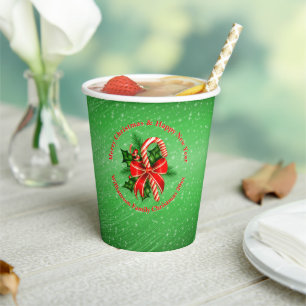 Add Name Change Text Red Green Christmas 20xx Paper Cups