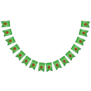 Add Name Change Text Red Green Christmas Bunting Flags