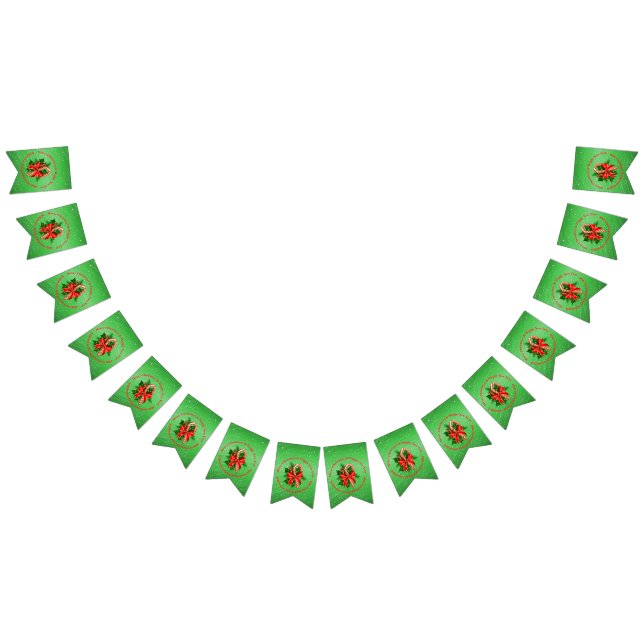 Add Name Change Text Red Green Christmas Bunting Flags (All)