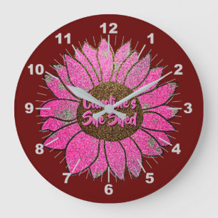 Add Name  Change Text She Shed Pink Sunflower      Large Clock