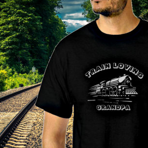 Add Name Change Text - Train Loving Grandpa  T-Shirt
