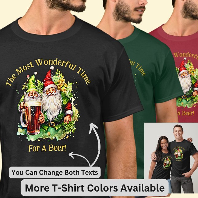Add Name Change Text - Wonderful Time Santa Beer T-Shirt (Creator Uploaded)