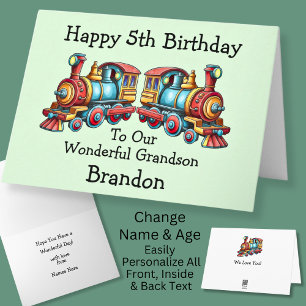 Add Name Child's Steam Train Boy's Card