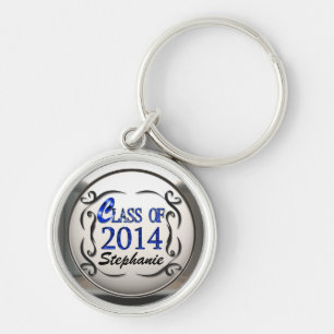 Add Name Class Of 2014 In Blue Graduation Keychain