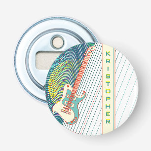  Add Name Cool Modern White & Teal Electric Guitar Bottle Opener