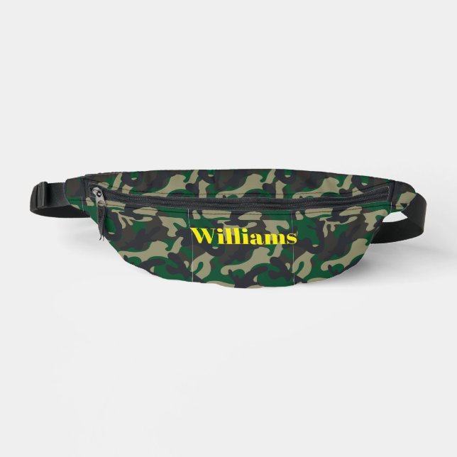 Add Name | Custom Army Green Military Camouflage   Fanny Pack (Front)