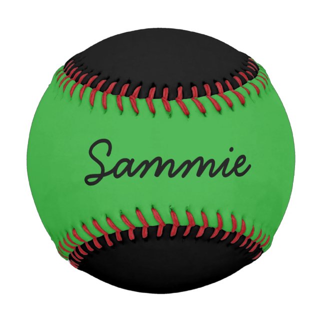 Add Name Custom Black and Green Baseball (Front)