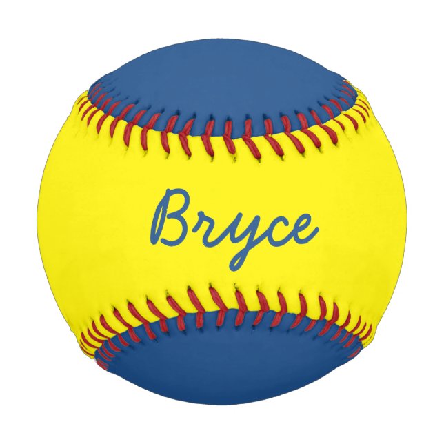 Add Name Custom Blue and Yellow Baseball (Front)