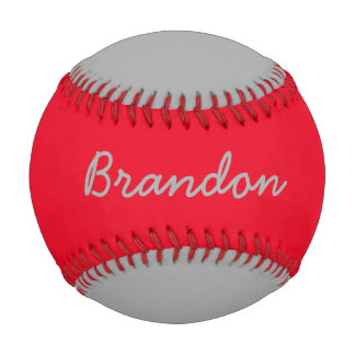 Add Name Custom Grey and Red Baseball