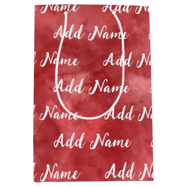 Add Name Custom Red Watercolor  Medium Gift Bag (Front)