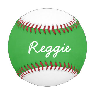 Add Name Custom White and Green Baseball