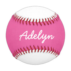 Add Name Custom White and Pink Baseball