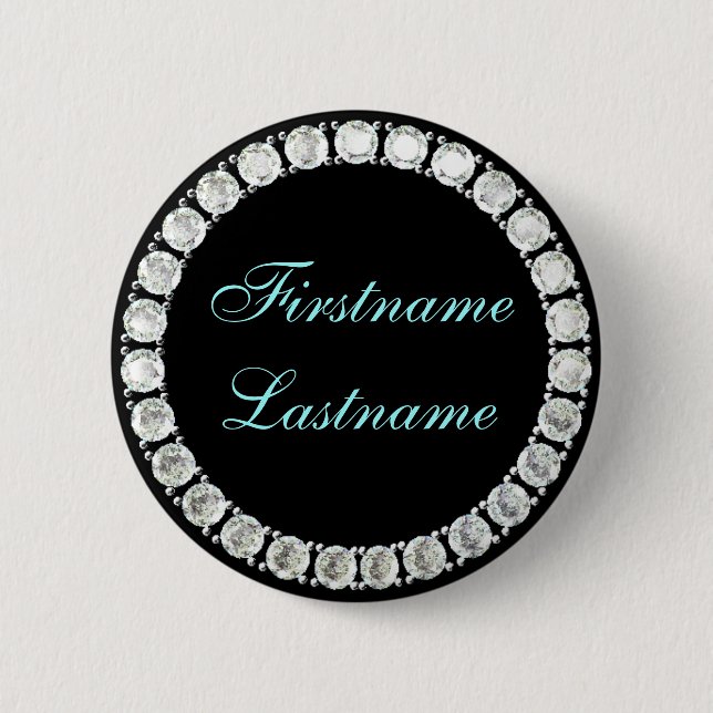 Add name-customizable diamond 2 inch round button (Front)