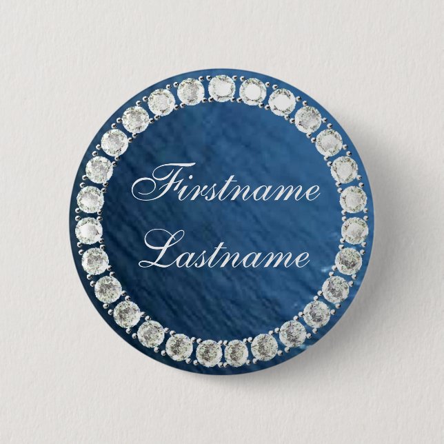 Add name-customizable diamond 2 inch round button (Front)