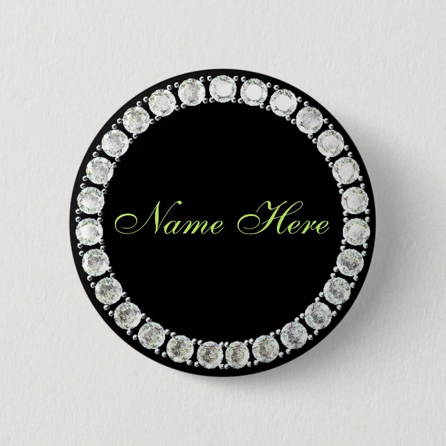 Add name-customizable diamond 2 inch round button (Front)