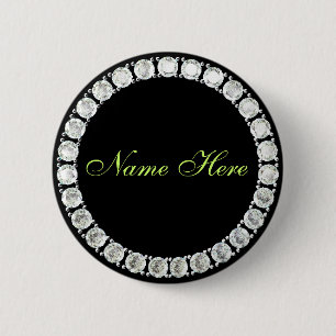 Add name-customizable diamond 2 inch round button
