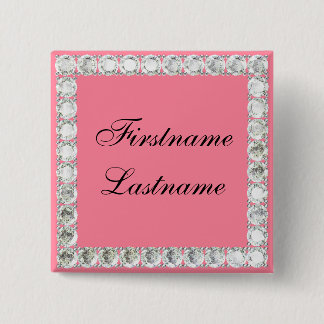 Add name-customizable diamond 2 inch square button