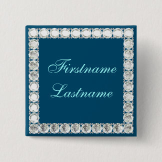Add name-customizable diamond blue 2 inch square button