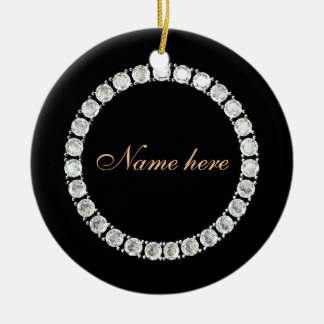 Add name-customizable diamond ceramic ornament