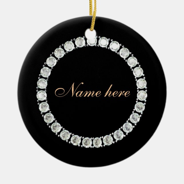 Add name-customizable diamond ceramic ornament (Front)