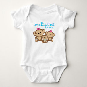 Add Name Customized Monkeys Little Brother Baby Bodysuit