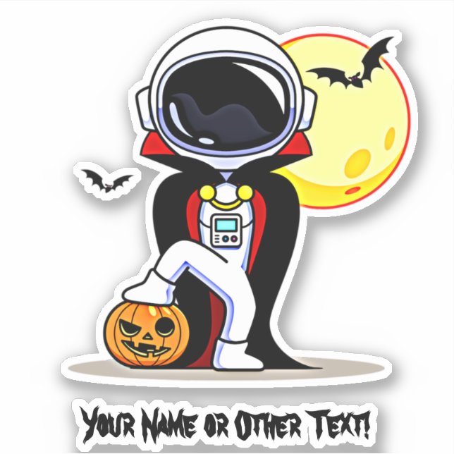 Add Name Cute Astronaut Conquered Pumpkin Moon Bat (Front)