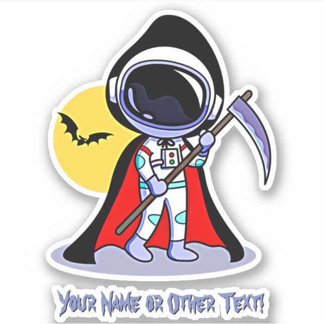 Add Name Cute Astronaut Grim Reaper with Sickle (Front)