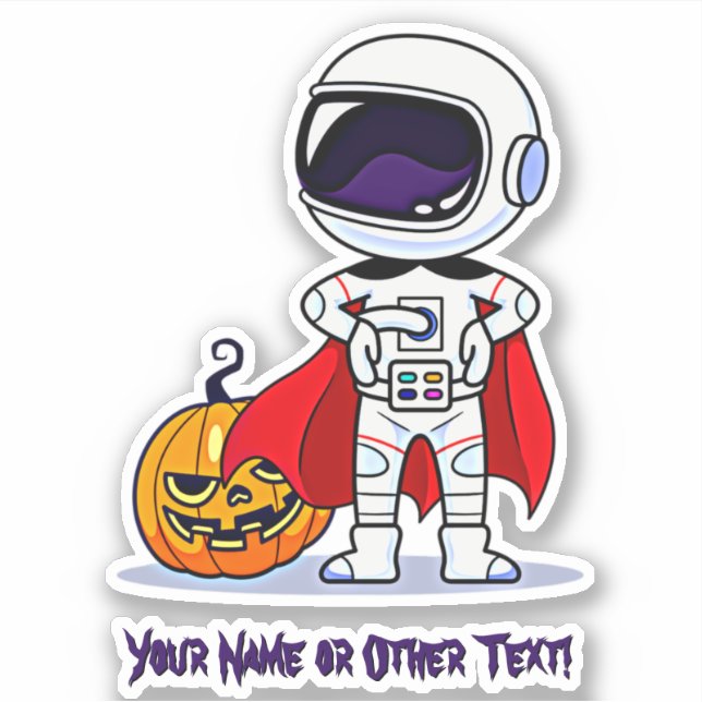 Add Name Cute Astronaut Standing with Pumpkin (Front)