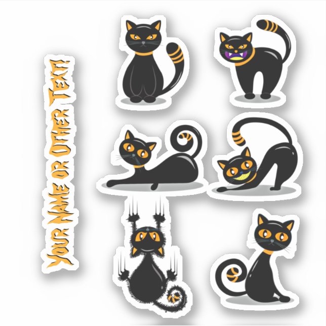 Add Name, Cute Black & Orange Cats (Front)