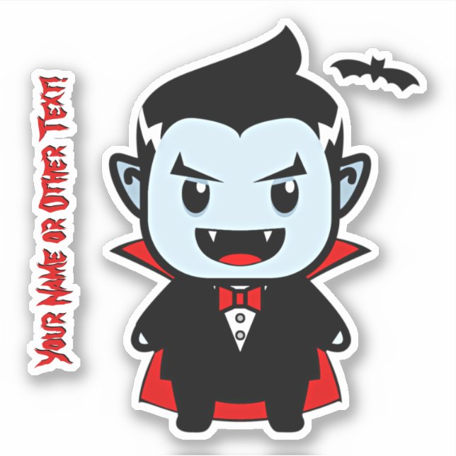 Add Name, Cute Halloween Vampire Black Red Blue (Front)