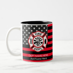 Add Name Dept Firefighter Fireman Two-Tone Coffee Mug