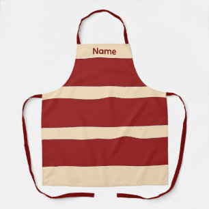 Add Name Dk Red + Creme Stripes Kitchen Crafts Apron