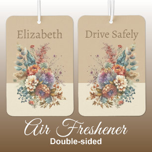 Add name drive safely flowers brown air freshener