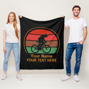 Add Name Edit Text Bicycle on Sunset Fleece Blanket