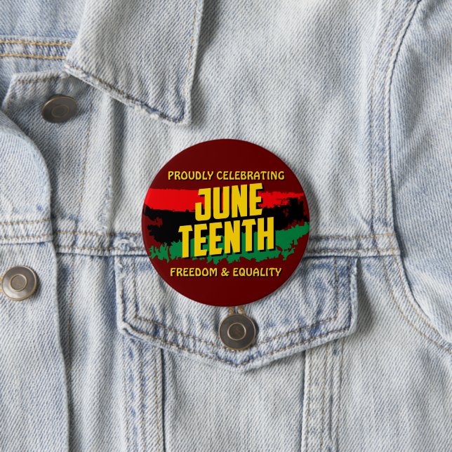 Add Name Edit Text Celebrating Juneteenth Freedom  3 Inch Round Button (In Situ)