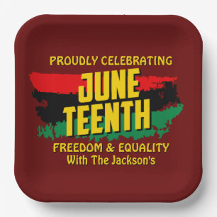 Add Name Edit Text Celebrating Juneteenth Freedom  Paper Plate