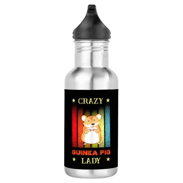 Add Name Edit Text Crazy Guinea Pig Lady 532 Ml Water Bottle (Right)