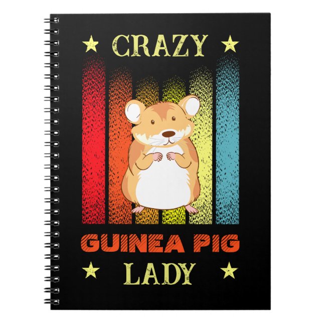 Add Name Edit Text Crazy Guinea Pig Lady Notebook (Front)