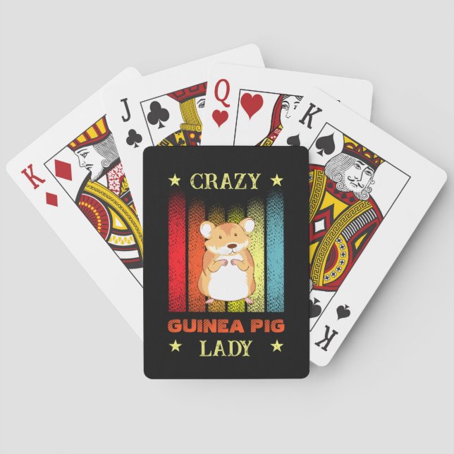 Add Name Edit Text Crazy Guinea Pig Lady Playing Cards (Back)