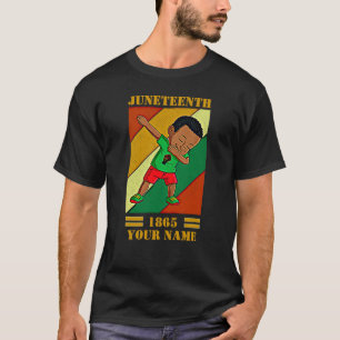 Add Name Edit Text Juneteenth Kid Dabbing Melanin  T-Shirt