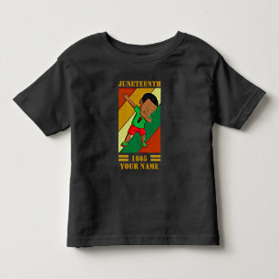 Add Name Edit Text Juneteenth Kid Dabbing Melanin  Toddler T-shirt