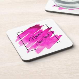 Add Name Edit Text She Shed Mauve Brush Stroke     Coaster