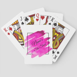 Add Name Edit Text She Shed Mauve Brush Stroke     Playing Cards